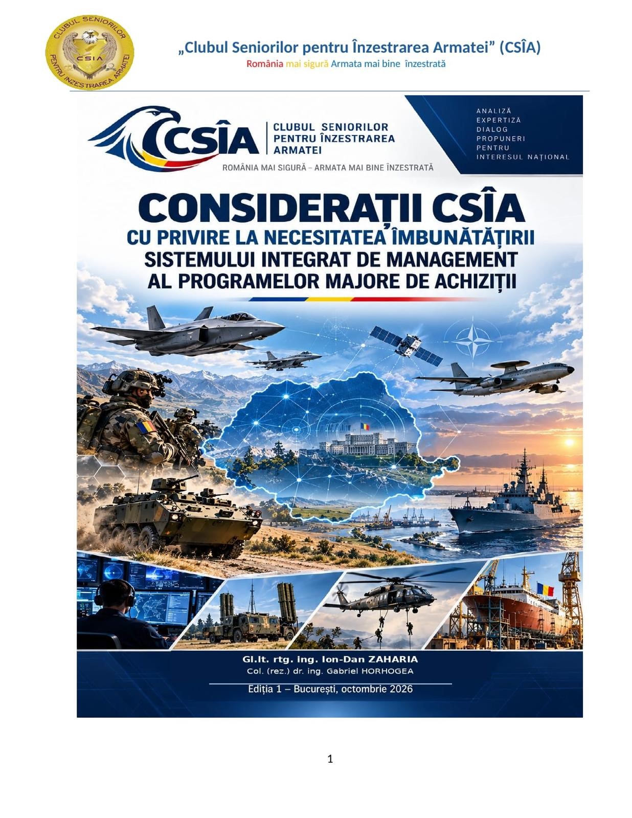 Consolidarea managementului programelor de înzestrare: propuneri pentru trecerea de la platformă la capabilitate