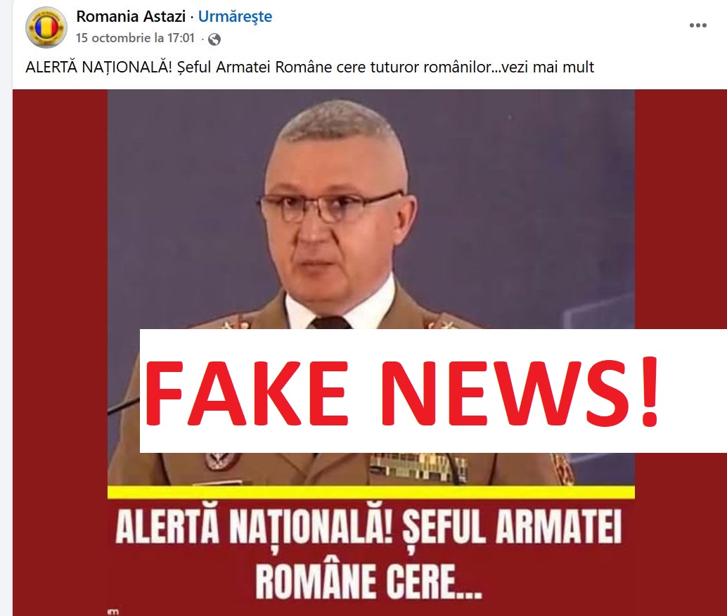 Ministerul Apărării Naționale semnalează o campanie de dezinformare pe Facebook cu temă militară