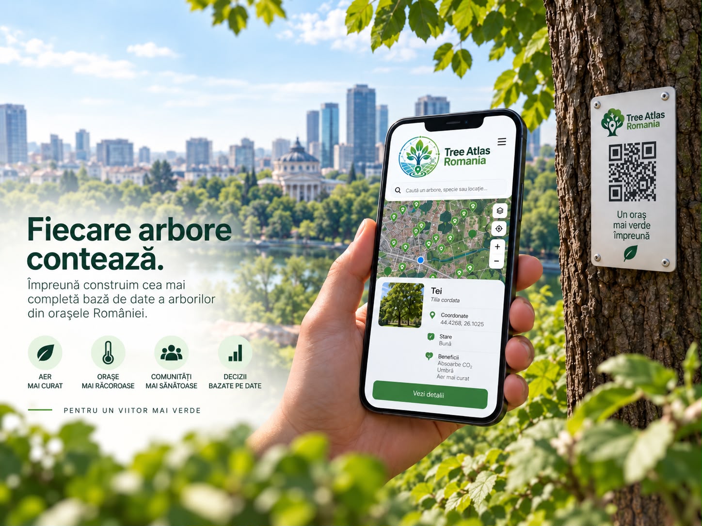 Se dezvoltă o aplicație pentru inventarierea digitală a arborilor din orașele României